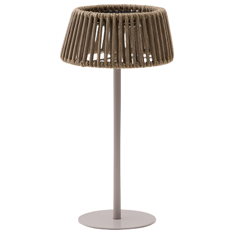 ALDET Outdoor solar table lamp in beige mottled rope cord with beige metal stand