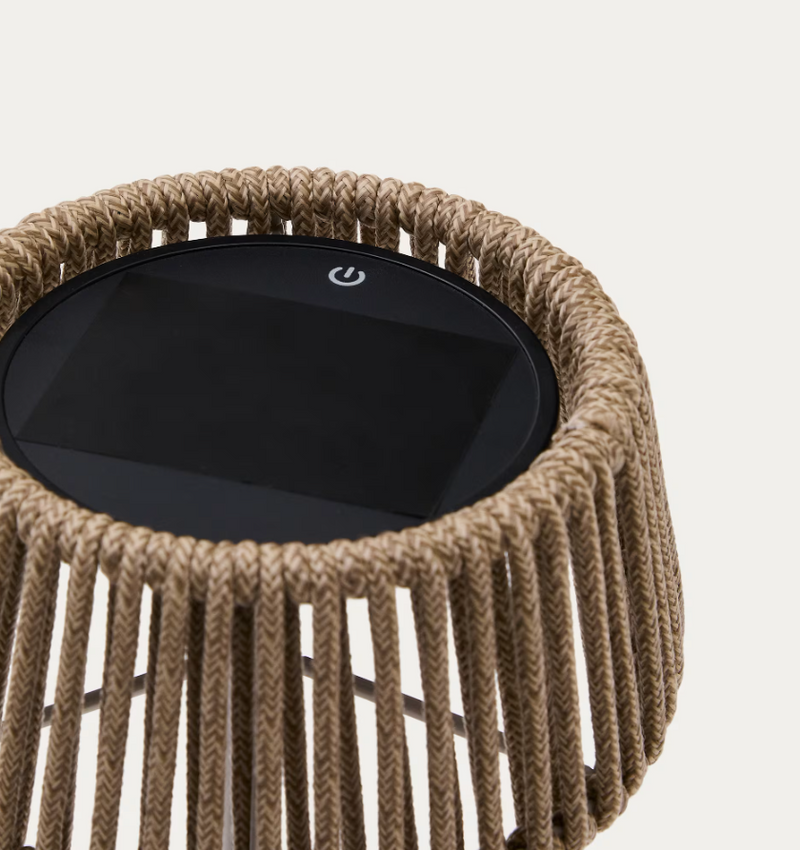 ALDET Vanjska solarna stolna lampa s bež prošaranim užetnim kabelom i bež metalnim postoljem