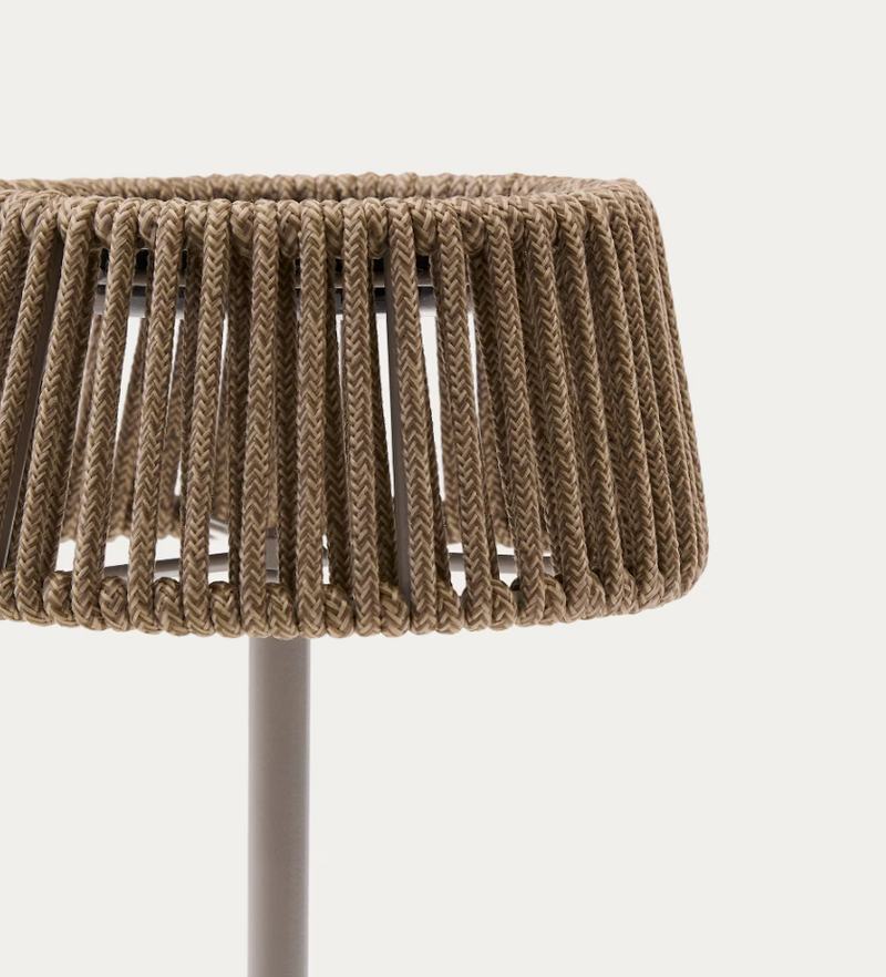 ALDET Vanjska solarna stolna lampa s bež prošaranim užetnim kabelom i bež metalnim postoljem