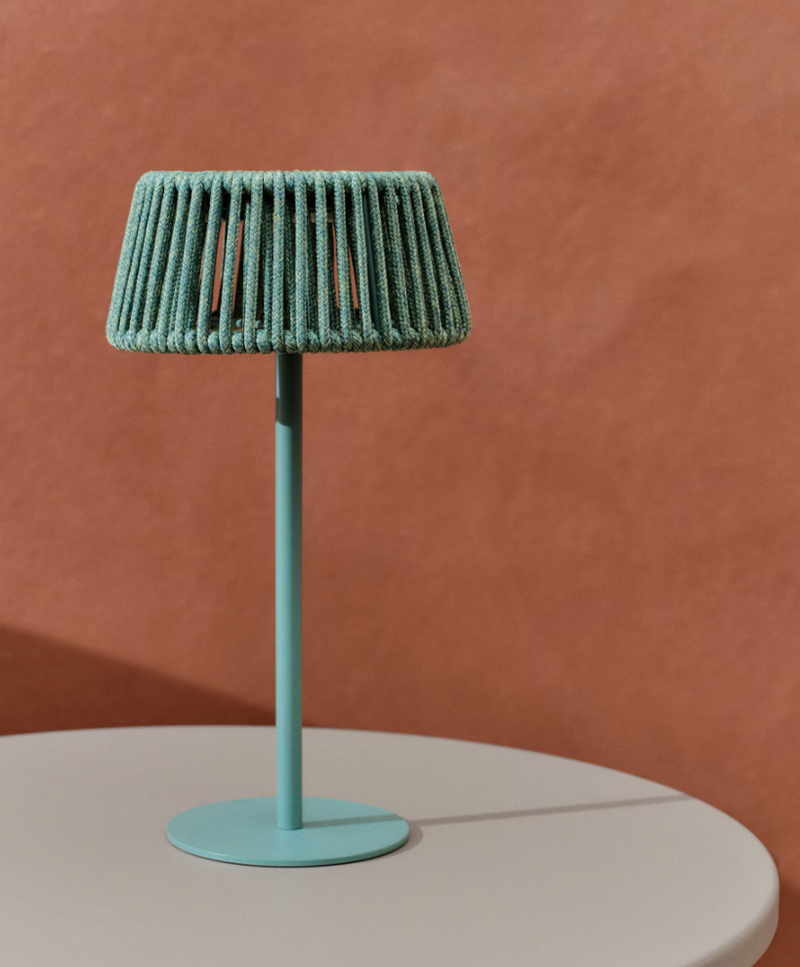 ALDET Vanjska solarna stolna lampa s tirkiznim užetnim kabelom