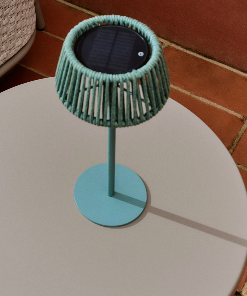 ALDET Vanjska solarna stolna lampa s tirkiznim užetnim kabelom