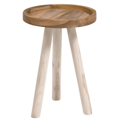 GLENDA Round solid teak wood side table, Ø 35 cm
