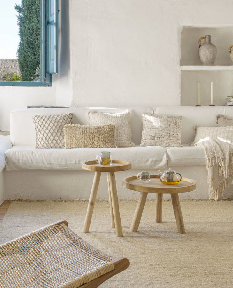 GLENDA Okrugli pomoćni stolić od punog tikovine, Ø 35 cm