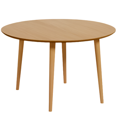 OQUI Ovalni stol na razvlačenje s hrastovim furnirom i nogama od punog drva, Ø 120 (200) x 120 cm