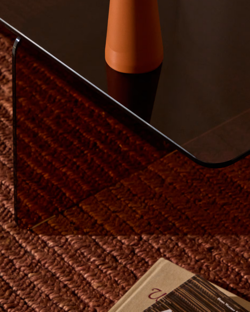 ZAREN Smeđi stolić za kavu od kaljenog stakla, 120 x 60 cm