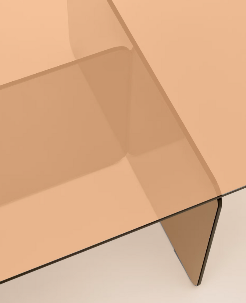 ZAREN Smeđi stolić za kavu od kaljenog stakla, 120 x 60 cm