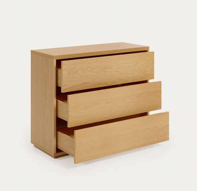 ABILEN komoda s 3 ladice od hrastovog furnira, 90 x 75 cm, FSC™ certifikat