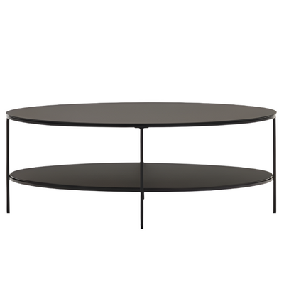 FIDEIA Tempered glass and metal coffee table with a glossy black finish, Ø 110 cm