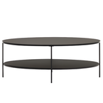 FIDEIA Klub stolić od kaljenog stakla i metala sa sjajnom crnom završnom obradom, Ø 110 cm