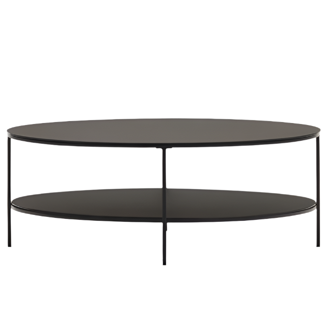 FIDEIA Tempered glass and metal coffee table with a glossy black finish, Ø 110 cm