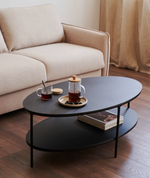 FIDEIA Klub stolić od kaljenog stakla i metala sa sjajnom crnom završnom obradom, Ø 110 cm