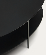 FIDEIA Klub stolić od kaljenog stakla i metala sa sjajnom crnom završnom obradom, Ø 110 cm