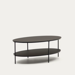 FIDEIA Klub stolić od kaljenog stakla i metala sa sjajnom crnom završnom obradom, Ø 110 cm