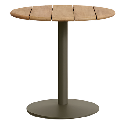 ESILDA Outdoor round table with FSC 100% acacia top Ø80cm and green steel base Ø55x72cm