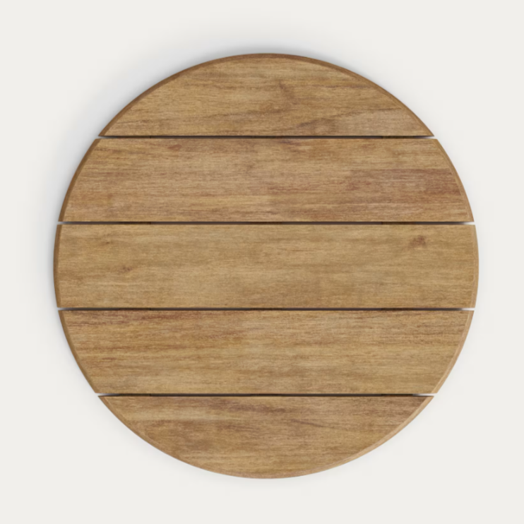 ESILDA Outdoor round table with FSC 100% acacia top Ø80cm and green steel base Ø55x72cm