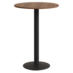 ESILDA High round table in walnut finish melamine with metal leg in a painted black finish, Ø60x96cm