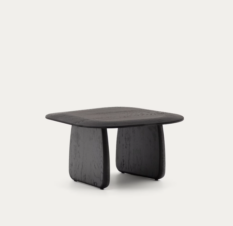 PIRITA pomoćni stolić izrađen od masivnog hrastovog drva u crnoj boji, 70,6 x 70 cm FSC 100%