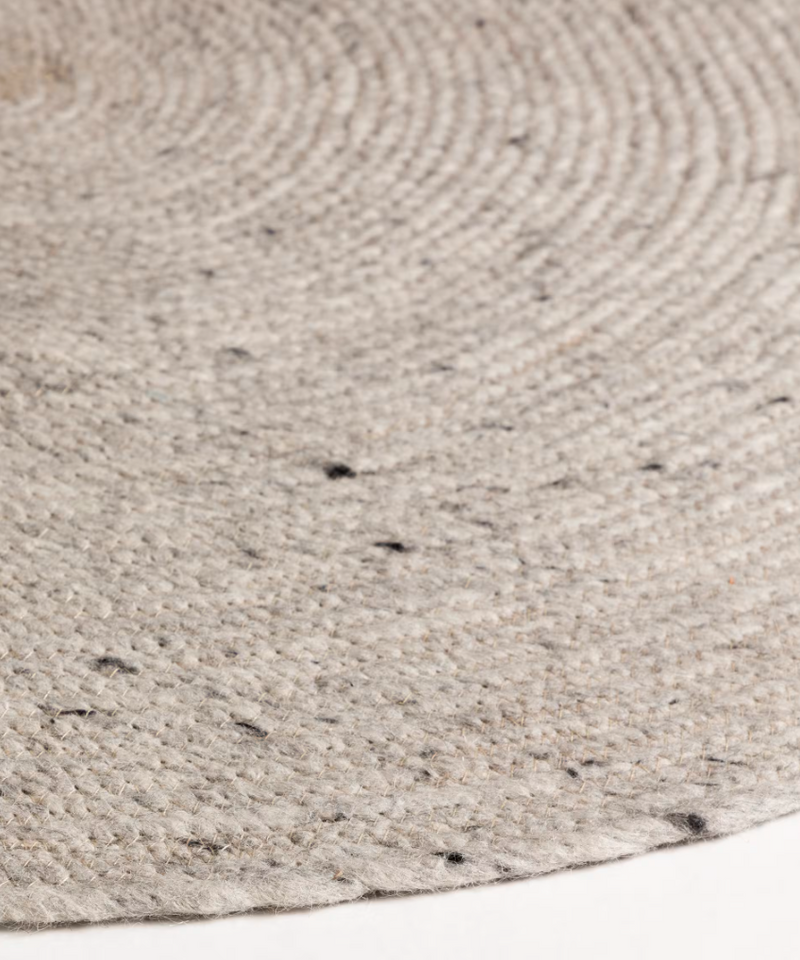 TAKASHI okrugli tepih od 100% sive vune, Ø 150 cm