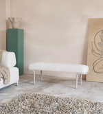 COMPO Klupa u bež šenil boji i bež metalnoj konstrukciji, 130 cm