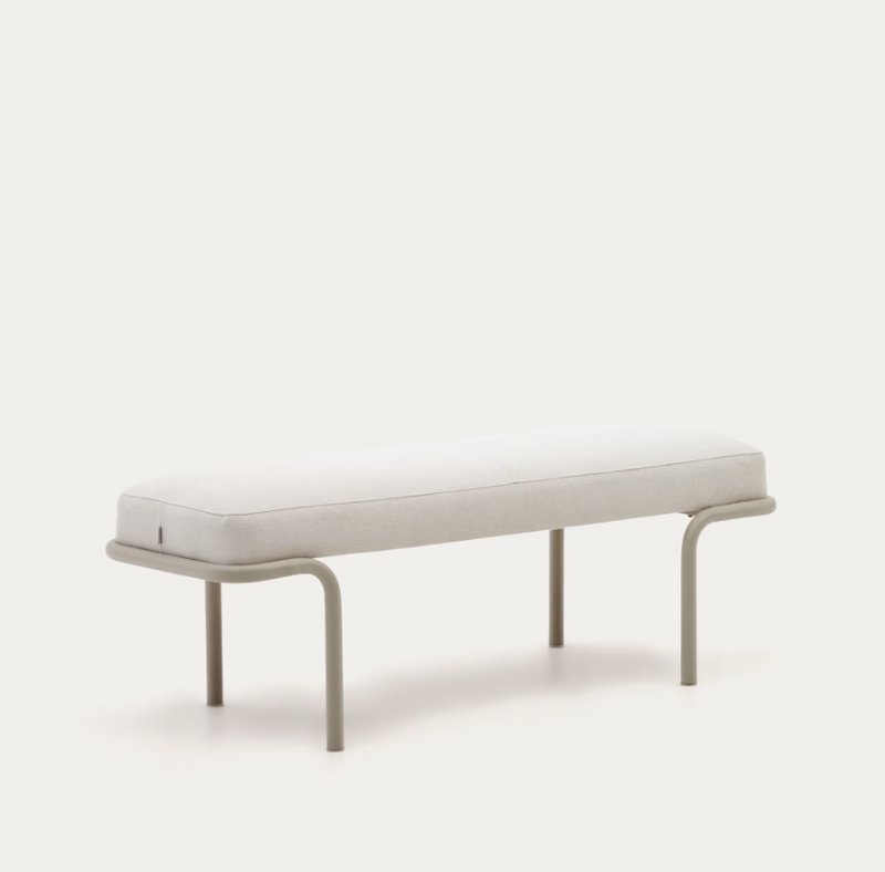 COMPO Klupa u bež šenil boji i bež metalnoj konstrukciji, 130 cm