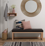 LOYA Klupa od punog bukovog drva u crnoj boji, 128 cm