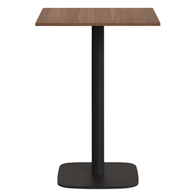 DINA High table in walnut finish melamine with metal leg in a painted black finish, 60x60x96 cm