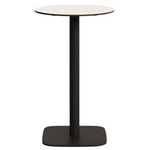 DINA High round outdoor table in white with metal leg in a painted black finish, Ø60x96 cm