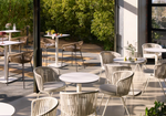 DINA High round outdoor table in white with metal leg in a painted white finish, Ø 60 x 96 cm