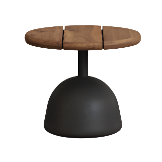 SAURA Coffee table with acacia top in walnut finish and black cement base Ø43x35cm