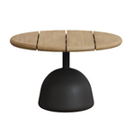 SAURA Klub stolić s pločom od akacije u prirodnoj završnoj obradi i bazom od crnog cementa Ø55x35cm