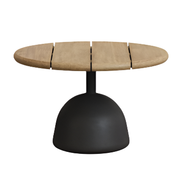 SAURA Coffee table with natural finish acacia top and black cement base Ø55x35cm