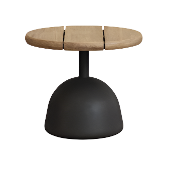 SAURA Coffee table with natural finish acacia top and black cement base Ø43x35cm