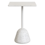 SAURA High bar table in white terrazzo with a white terrazzo top, 95 x 70 x 70 cm