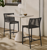 SAURA High bar table in white terrazzo with a white terrazzo top, 95 x 70 x 70 cm