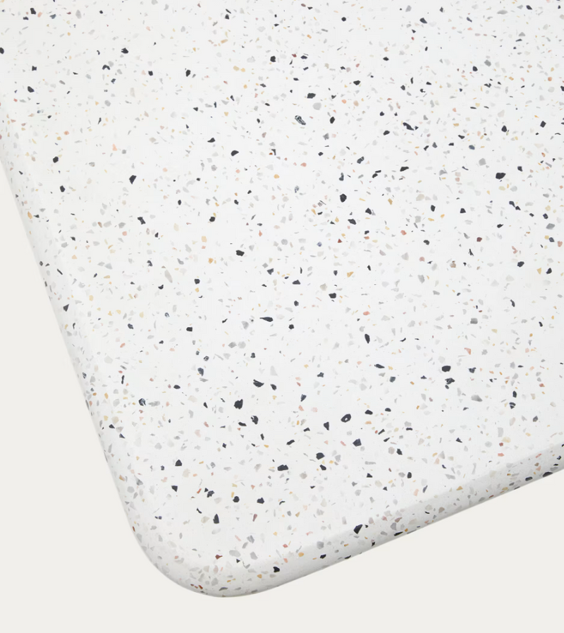SAURA High bar table in white terrazzo with a white terrazzo top, 95 x 70 x 70 cm
