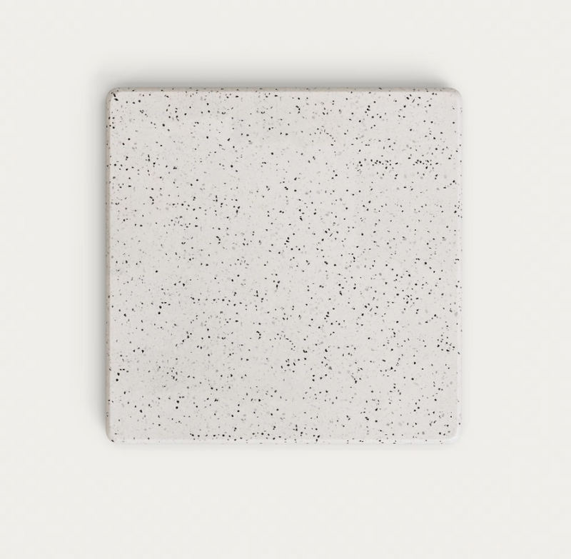 SAURA High bar table in white terrazzo with a white terrazzo top, 95 x 70 x 70 cm