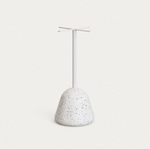 SAURA High bar table in white terrazzo with a white terrazzo top, 95 x 70 x 70 cm