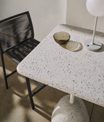 SAURA High bar table in white terrazzo with a white terrazzo top, 95 x 70 x 70 cm