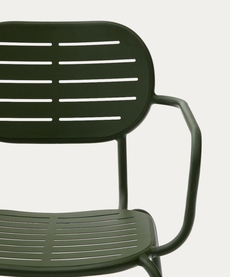 BRAI Vrtna stolica koja se može slagati s naslonima za ruke od zelenog pocinčanog čelika