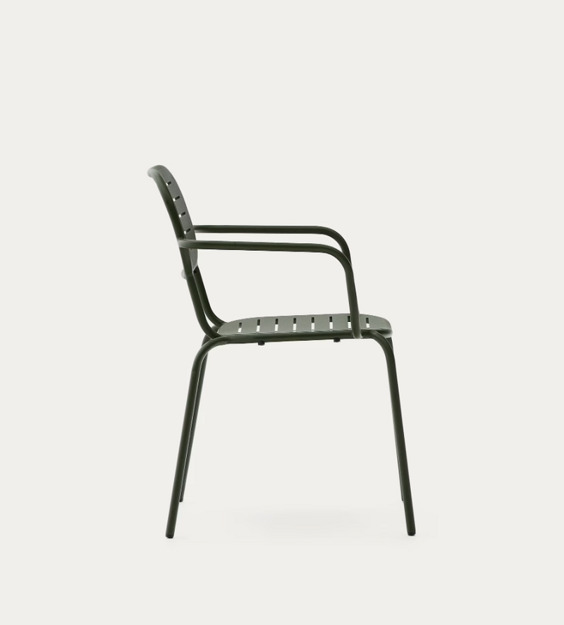 BRAI Vrtna stolica koja se može slagati s naslonima za ruke od zelenog pocinčanog čelika