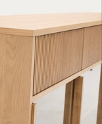 HELVINE Sideboard 4 doors and 4 drawers oak veneer and tempered glass, 200 x 80cm FSC 100%