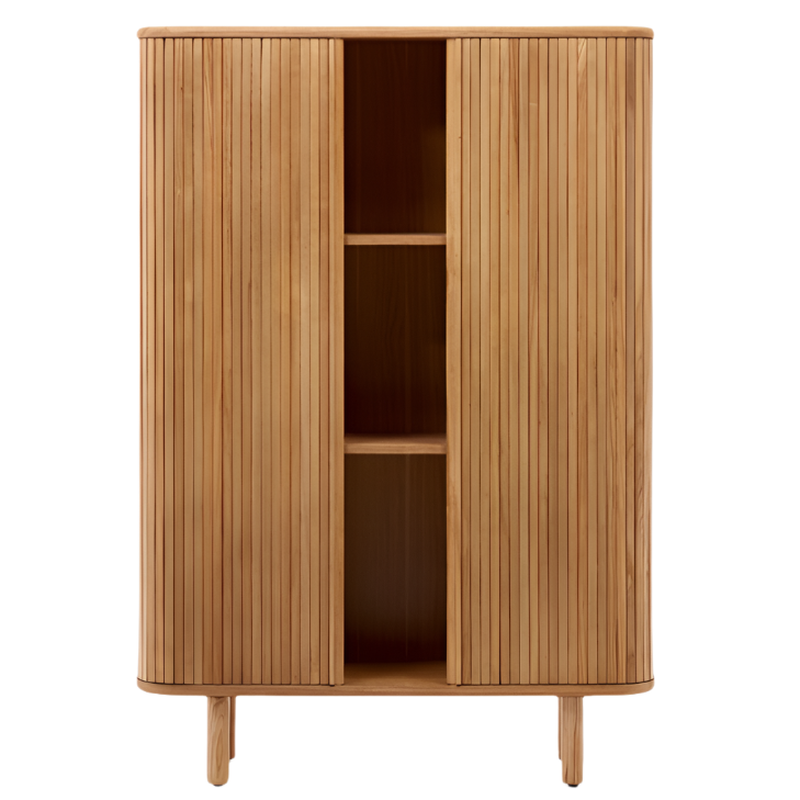 MAILEN 2 door highboard in ash veneer with a natural finish 110 x 160 cm