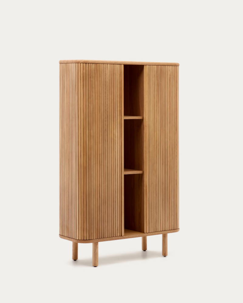 MAILEN visoki ormarić s 2 vrata, jasenovog furnira s prirodnom završnom obradom, 110 x 160 cm