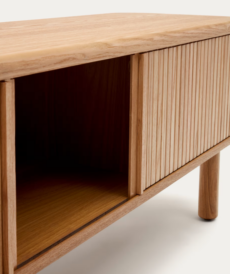 MAILEN TV komoda s 2 vrata od jasenovog furnira s prirodnom završnom obradom 200 x 50 cm