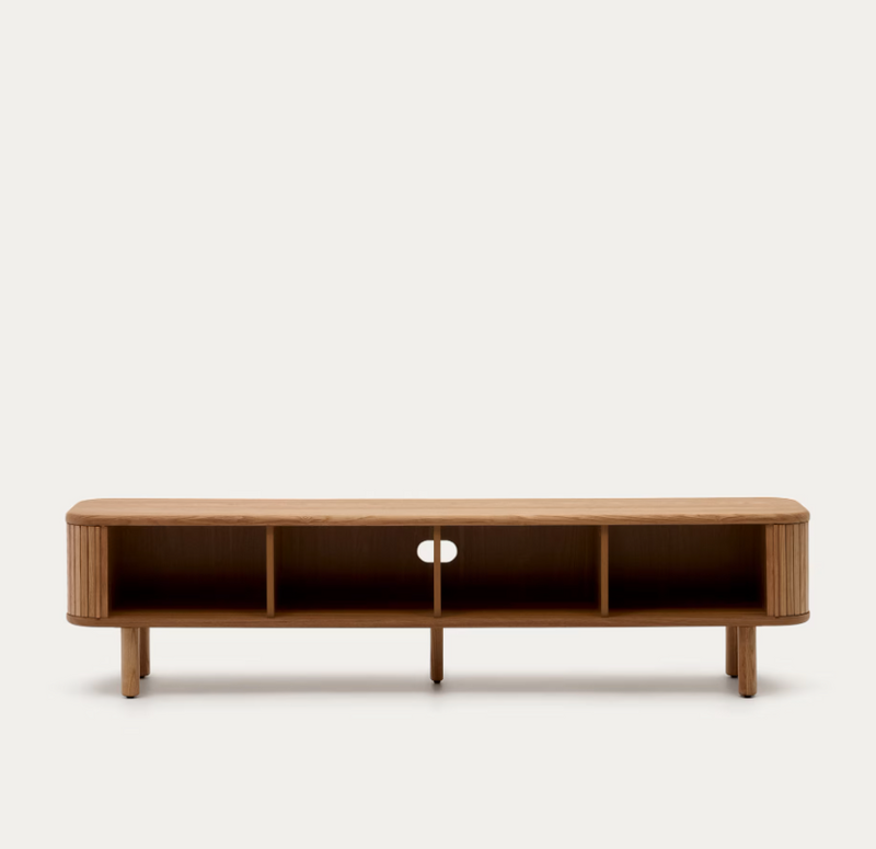 MAILEN TV komoda s 2 vrata od jasenovog furnira s prirodnom završnom obradom 200 x 50 cm