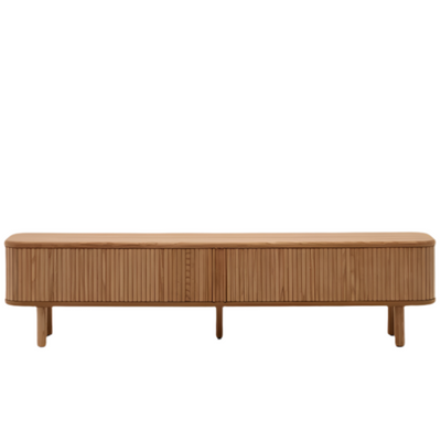 MAILEN 2 door TV stand in ash veneer with a natural finish 200 x 50 cm