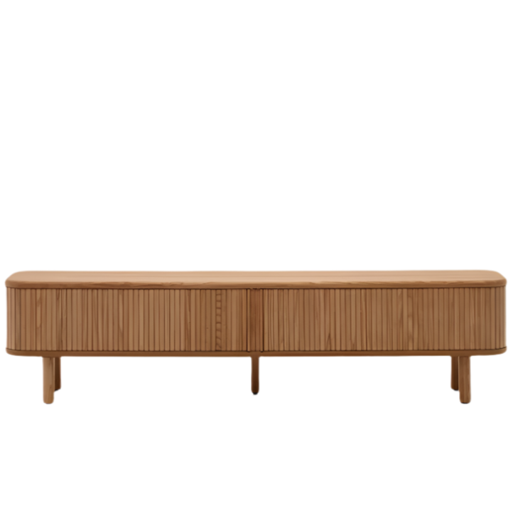 MAILEN TV komoda s 2 vrata od jasenovog furnira s prirodnom završnom obradom 200 x 50 cm