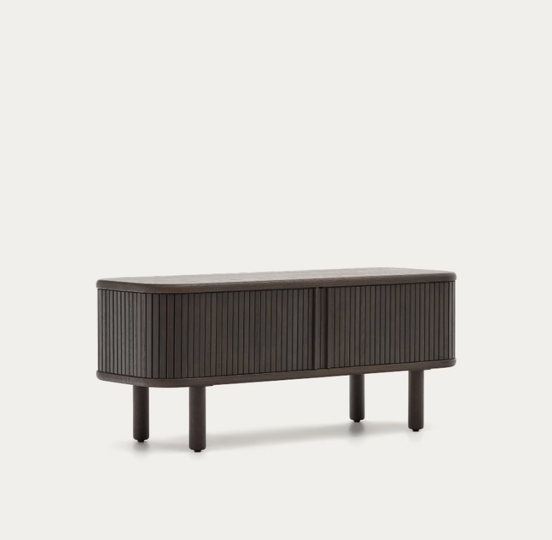 MAILEN TV komoda s 2 vrata, jasen furnir s tamnom završnom obradom, 120 x 50 cm