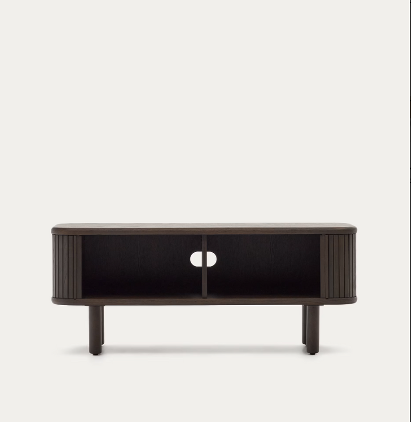 MAILEN TV komoda s 2 vrata, jasen furnir s tamnom završnom obradom, 120 x 50 cm