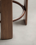 GRANITE Stool in green chenille and solid ash wood with walnut-coloured finish FSC 100% 65cm